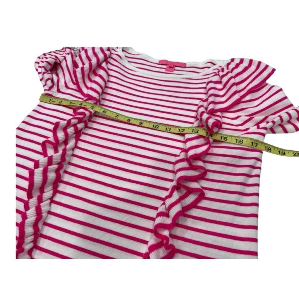 Lilly Pulitzer Ruth Ruffle Striped Sweater - Pink Tango Size M - Picture 6 of 9